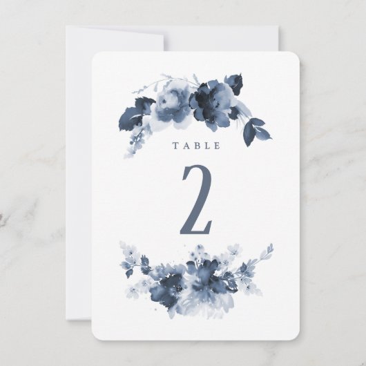 Numéro de table du Mariage d'aquarelle bleue (Dos)