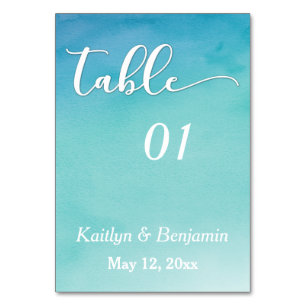 Numéro de table du Mariage d'aquarelle Ombre bleu 