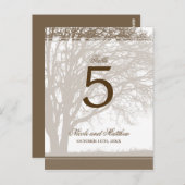 Numéro de table du Mariage de automne de chêne Bro (Devant / Derrière)