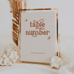 Numéro de table du Mariage de Boho rétro<br><div class="desc">Il s'agit d'une carte de numéro de table mariage à thème rétro. Modifiez la plupart* de la formulation et des couleurs sur cette invitation de mariage rétro pour la rendre adaptée à votre thème d'événement style personnel! (les mots "numéro de table" ne sont pas modifiables, mais vous pouvez en changer...</div>