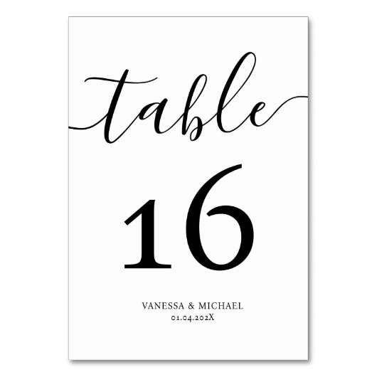 Numéro de table du mariage de calligraphie moderne (Par défaut)