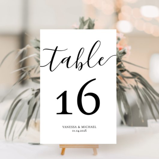 Numéro de table du mariage de calligraphie moderne