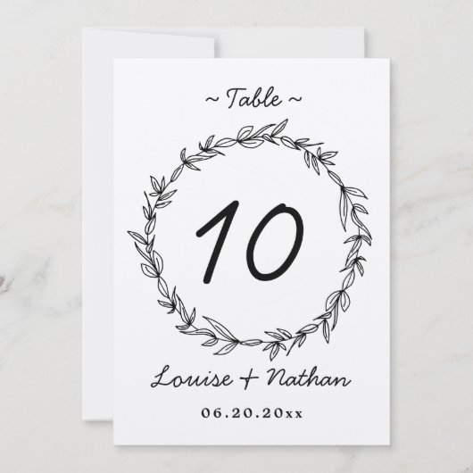 Numéro de table du mariage de couronne rustique (Dos)