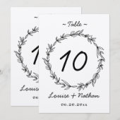 Numéro de table du mariage de couronne rustique (Devant / Derrière)