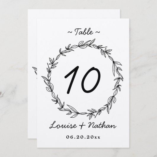 Numéro de table du mariage de couronne rustique (Devant / Derrière)