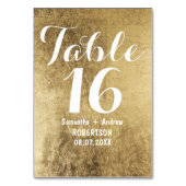 Numéro de table du mariage de la feuille d'or faux (Dos)