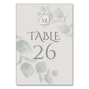 Numéro de table du Mariage de l'Eucalyptus Silver