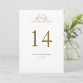 Numéro de table du Mariage de monogramme blanc et (Debout devant)