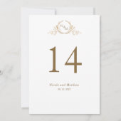 Numéro de table du Mariage de monogramme blanc et (Dos)