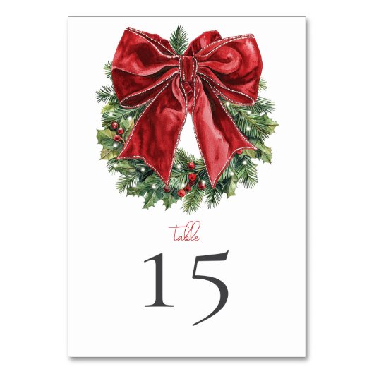 Numéro de table du Mariage de Noël - Aquarelle (Par défaut)