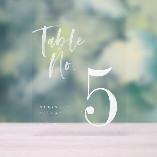 Numéro de table du Mariage de script de pinceau bl (Neutre)