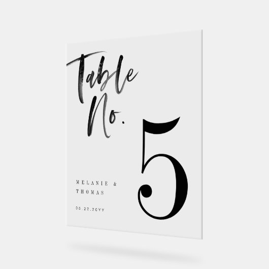 Numéro de table du Mariage de script de pinceau no (Angle)