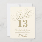 Numéro de table du Mariage de script or de crème m (Devant)