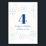 Numéro de table du Mariage de style moderne Vintag<br><div class="desc">Créez une belle et élégante carte de numéro de table de mariage personnalisée. Cette carte présente une ambiance rétro amusante avec un design moderne du milieu du siècle. Les formes colorées d'astérisque atomique ou de flocon de neige ornent le haut et le bas. Les formes d'astérisque sont dans les tons...</div>