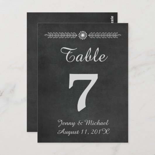 Numéro de table du Mariage de tableau de bord (Devant / Derrière)