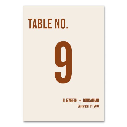 Numéro de table du Mariage de typographie Boho Sim (Par défaut)
