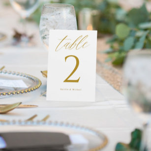 Numéro de table du Mariage d'or élégant moderne