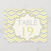 Numéro de table du mariage du chevron gris jaune (Devant / Derrière)