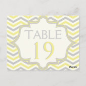 Numéro de table du mariage du chevron gris jaune (Dos)