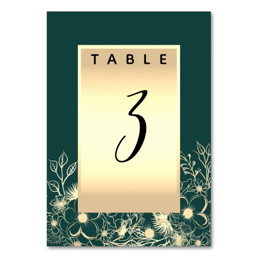 Numéro de table du Mariage Emerald Green (Dos)
