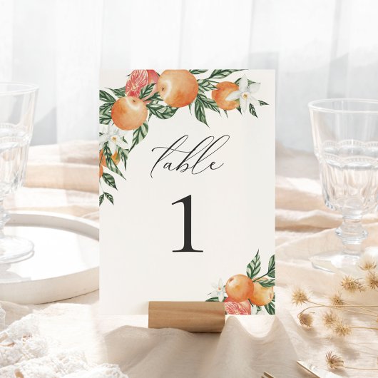 Numéro de table du Mariage en mode agrumes botaniq