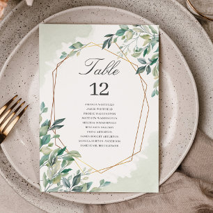 Numéro de table du Mariage Eucalyptus Géométrique 