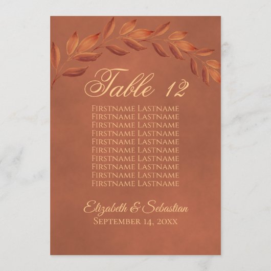 Numéro de table du Mariage Feuille en terre cuite (Dos)
