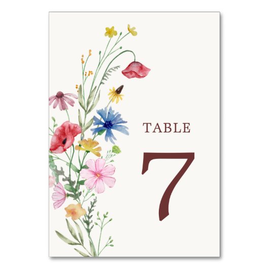 Numéro de table du Mariage fleur sauvage (Dos)