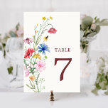 Numéro de table du Mariage fleur sauvage<br><div class="desc">Aquarelle Fleur sauvage Mariage Beige Numéro de table. Éléments correspondants disponibles.</div>