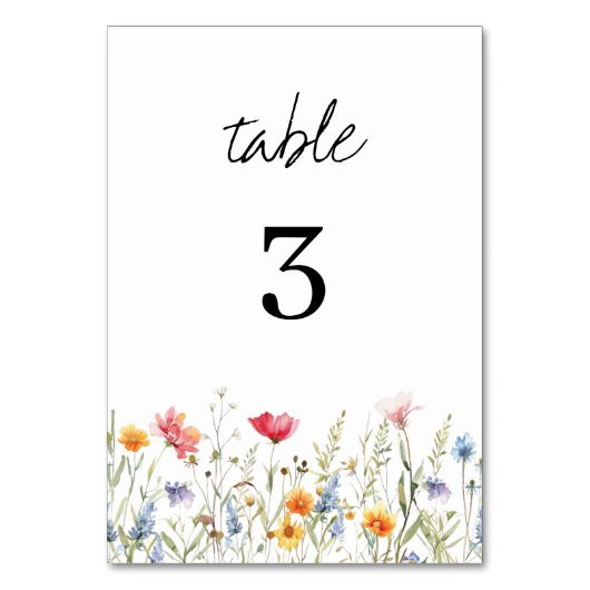 Numéro de table du Mariage Fleur sauvage aquarelle (Par défaut)