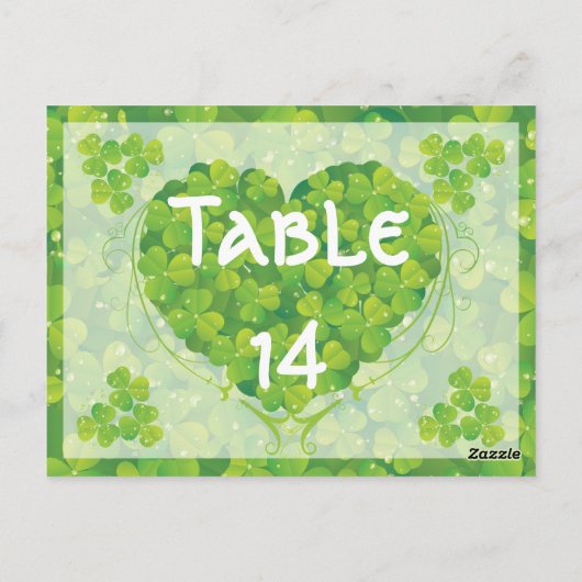 Numéro de table du mariage irlandais St. Patrick's (Dos)
