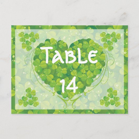 Numéro de table du mariage irlandais St. Patrick's (Devant)