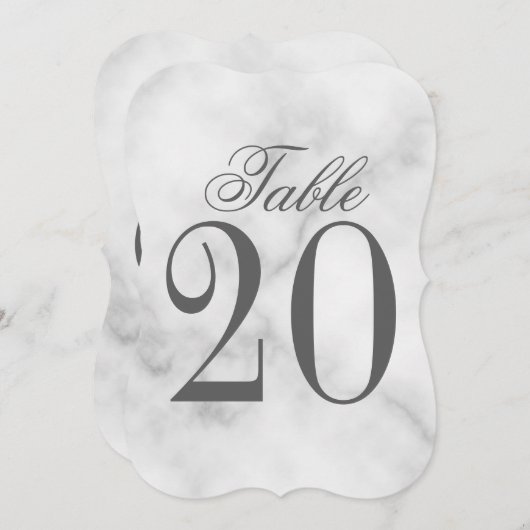 Numéro de table du Mariage Marbre blanc (Devant / Derrière)
