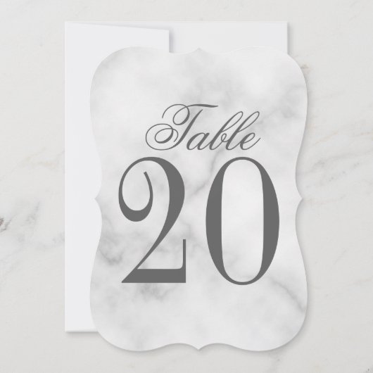 Numéro de table du Mariage Marbre blanc (Dos)