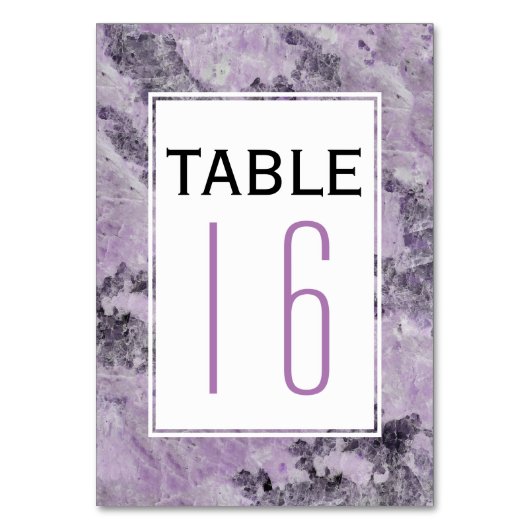 Numéro de table du mariage mauve améthyste moderne (Dos)