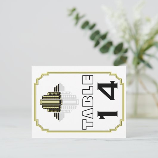 Numéro de table du mariage noir Art Déco (Debout devant)