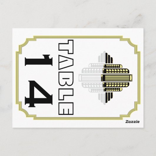 Numéro de table du mariage noir Art Déco (Dos)