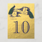 Numéro de table du Mariage Peacock Gold (Devant)