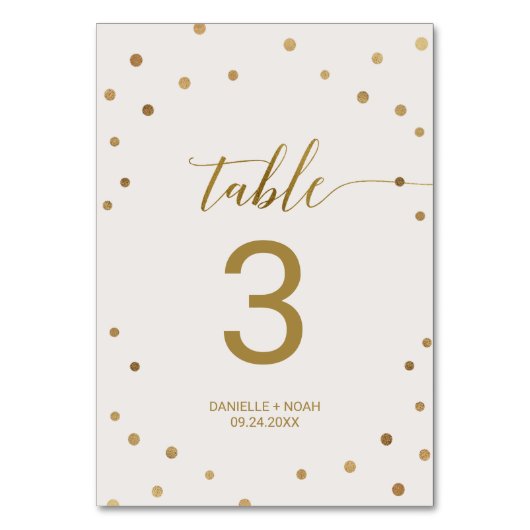 Numéro de table du Mariage Pois d'or (Dos)
