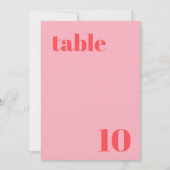 Numéro de table du Mariage tendance Retro Pink (Devant)