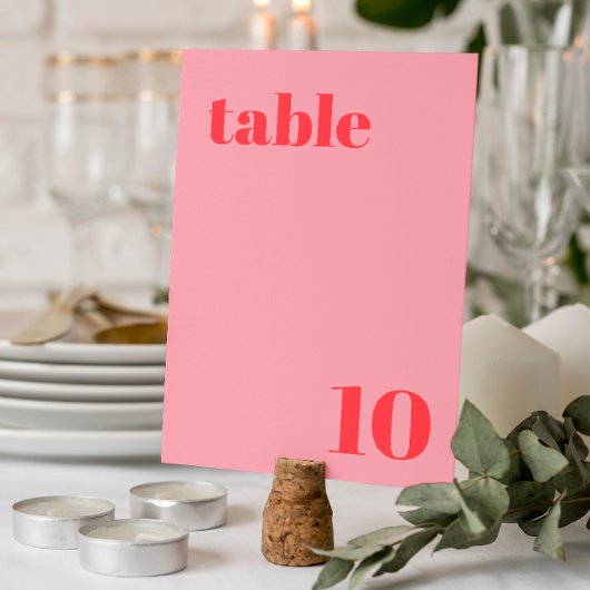 Numéro de table du Mariage tendance Retro Pink