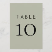 Numéro de table du Mariage vert de Sage doux simpl (Dos)