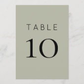 Numéro de table du Mariage vert de Sage doux simpl (Devant)