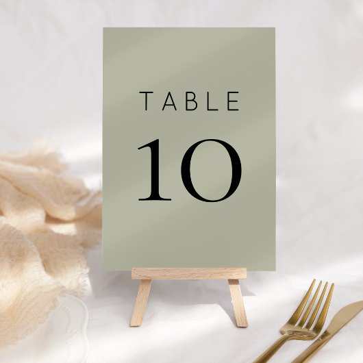 Numéro de table du Mariage vert de Sage doux simpl