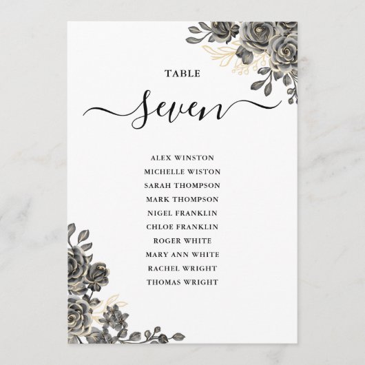 Numéro de table du plan de table floral gothique r (Devant)