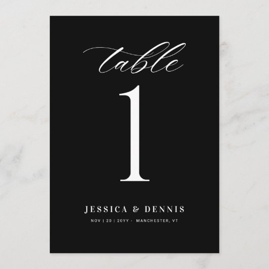 Numéro de table du script de calligraphie élégante (Dos)