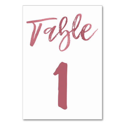 Numéro de table du script rose Gold Foil (Dos)