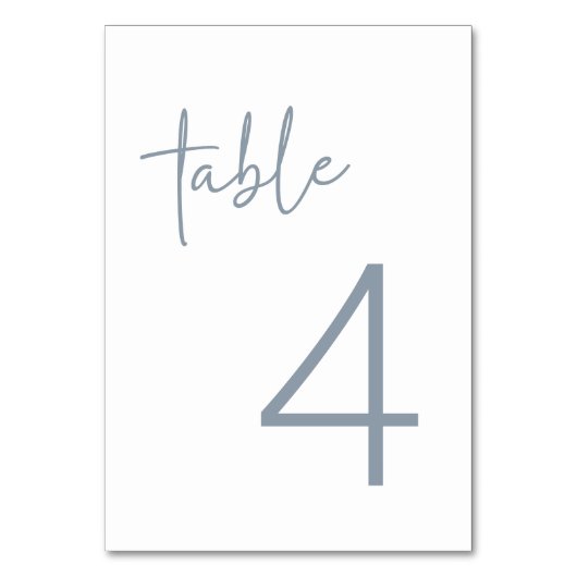 Numéro De Table Dusty Bleu & Blanc Simple Fête des mariées Plat (Dos)
