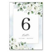 Numéro De Table Dusty bleu eucalyptus mariage fleurie (Dos)