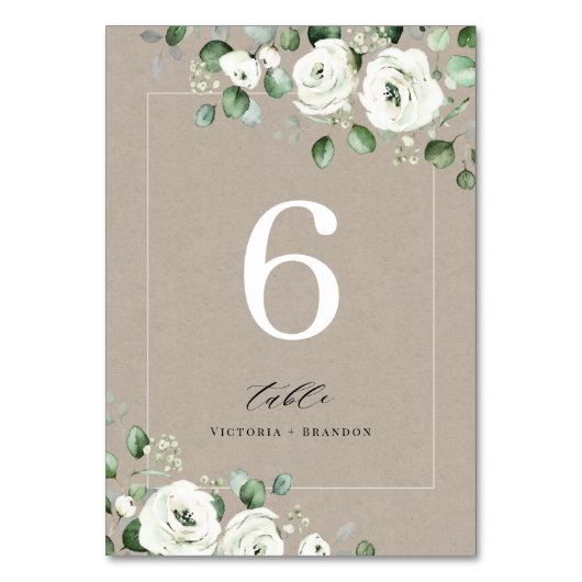 Numéro De Table Dusty bleu eucalyptus mariage fleurie (Dos)